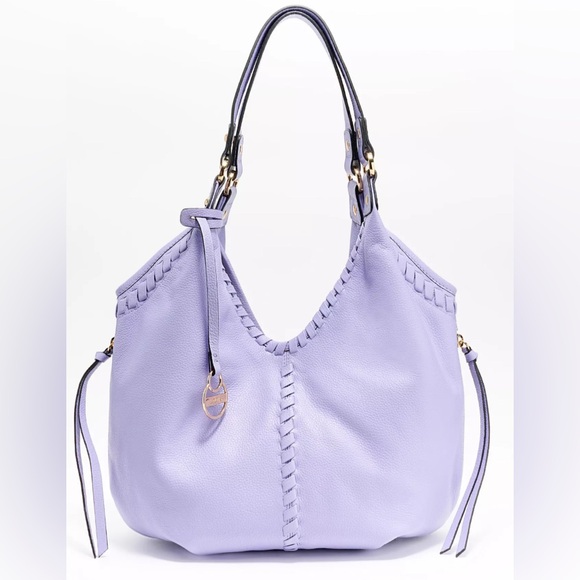 NWT LODIS Large Whipstitch Genuine Leather Tote - Lacey Bag Lavender Dust Bag - Picture 1 of 5